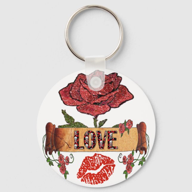 RAB Rockabilly Roses, Love & Lipstick Key Ring (Front)
