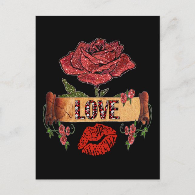RAB Rockabilly Roses, Love & Lipstick Postcard (Front)
