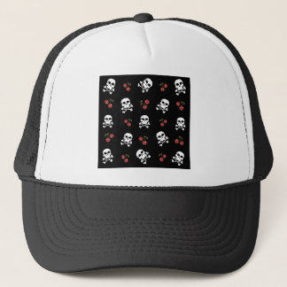 RAB Rockabilly Skulls and Cherries on Black Trucker Hat