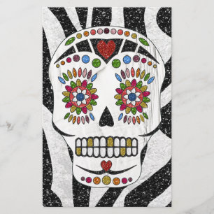 RAB Rockabilly Sugar Skull on Zebra Print