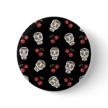 RAB Rockabilly Sugar Skulls Cherries On Black