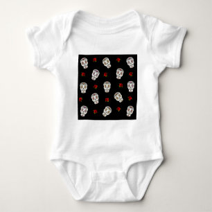 RAB Rockabilly Sugar Skulls Roses On Black Baby Bodysuit