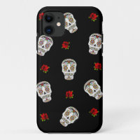 RAB Rockabilly Sugar Skulls Roses On Black