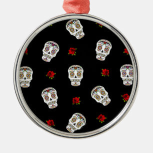 RAB Rockabilly Sugar Skulls Roses On Black Metal Tree Decoration