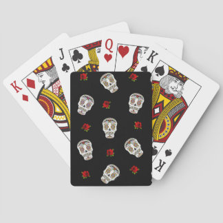 RAB Rockabilly Sugar Skulls Roses On Black Playing Cards