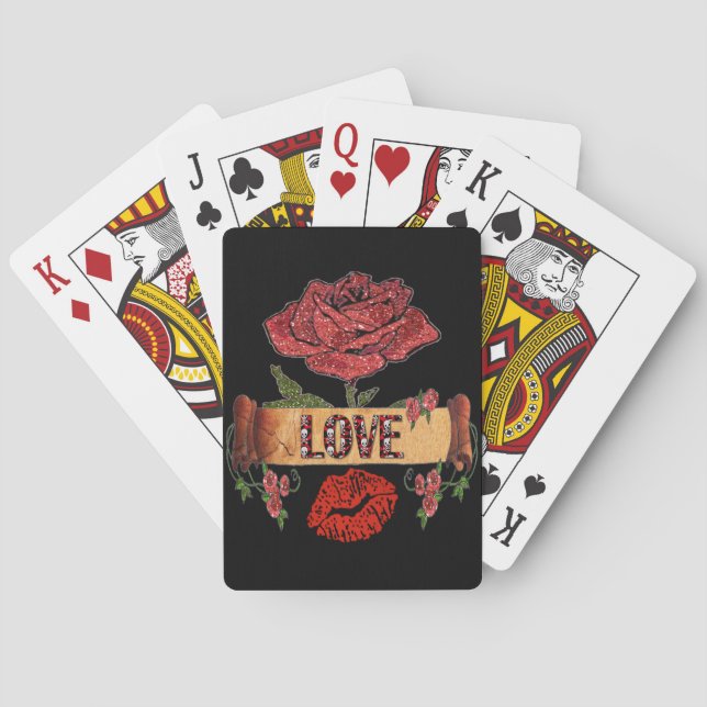 RAB Rockabilly Valentine Roses, Love & Lipstick Playing Cards (Back)