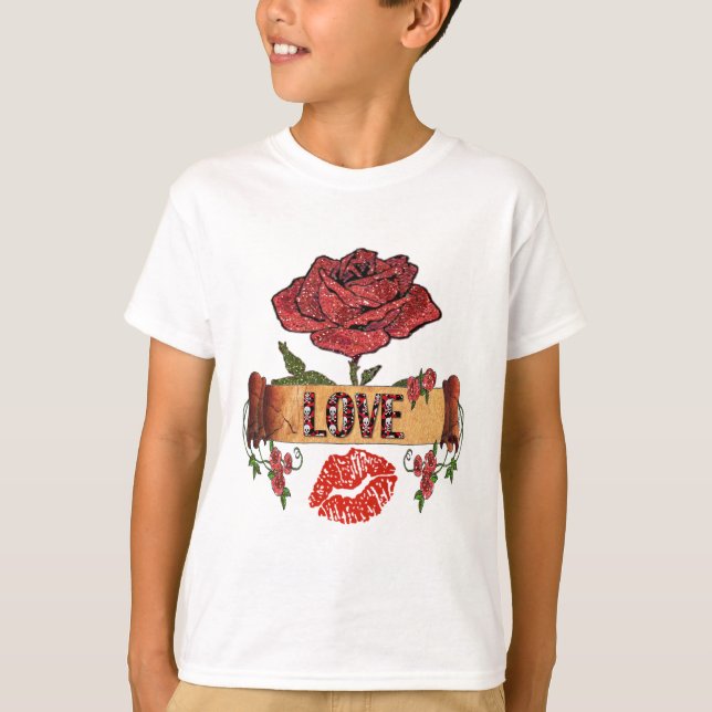 RAB Rockabilly Valentine Roses, Love & Lipstick T-Shirt (Front)