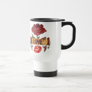 RAB Rockabilly Valentine Roses, Love & Lipstick Travel Mug