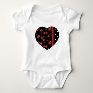 RAB Rockabilly Very Cherry Cherries Black Baby Bodysuit
