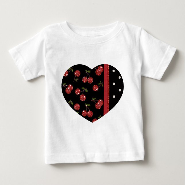 RAB Rockabilly Very Cherry Cherries Black Baby T-Shirt (Front)