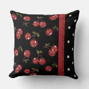 RAB Rockabilly Very Cherry Cherries Black Cushion