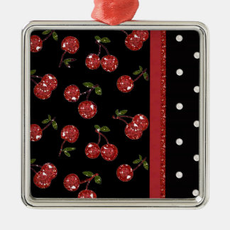 RAB Rockabilly Very Cherry Cherries Black Metal Tree Decoration