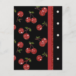 RAB Rockabilly Very Cherry Cherries Black Postcard