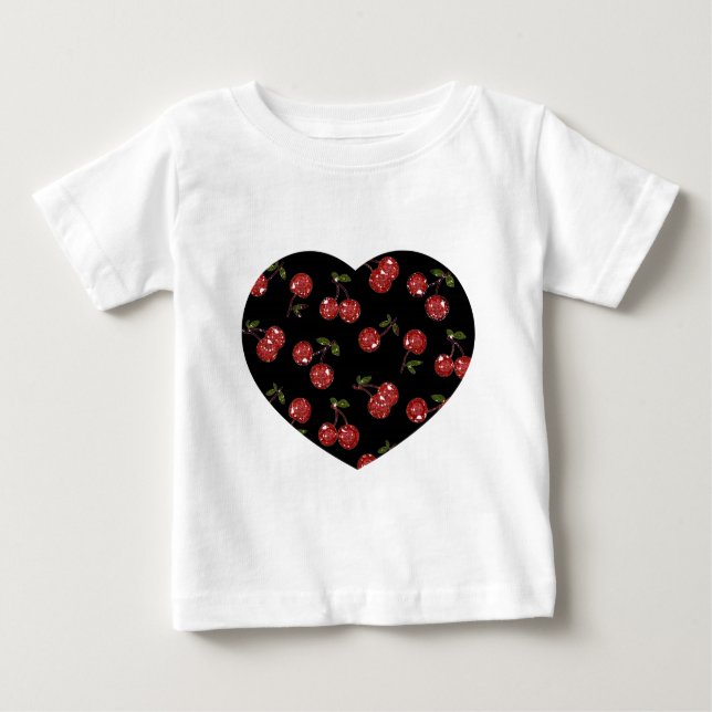 RAB Rockabilly Very Cherry Cherries On Black Baby T-Shirt (Front)