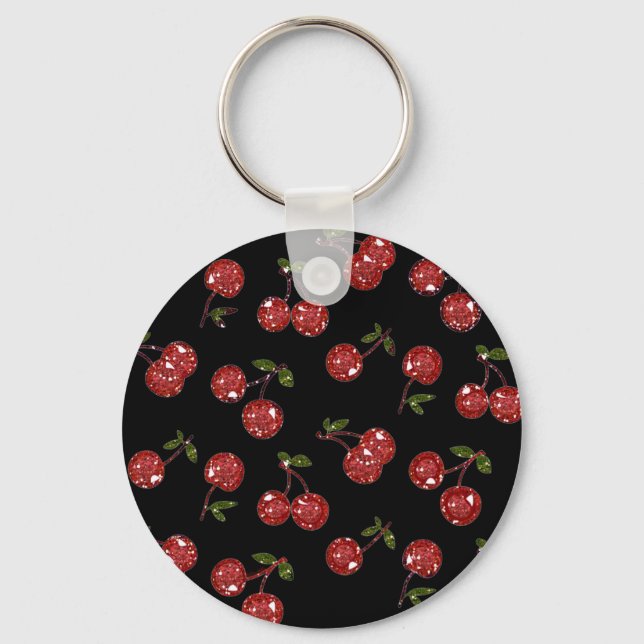 RAB Rockabilly Very Cherry Cherries On Black Key Ring (Front)