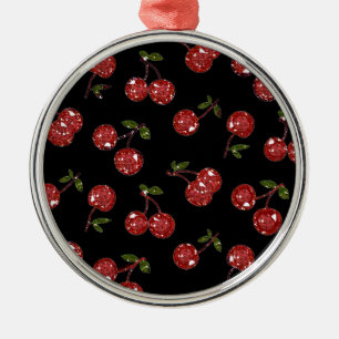 RAB Rockabilly Very Cherry Cherries On Black Metal Tree Decoration