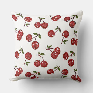 RAB Rockabilly Very Cherry Cherries On White Cushion