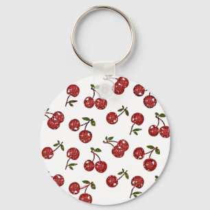 RAB Rockabilly Very Cherry Cherries On White Key Ring