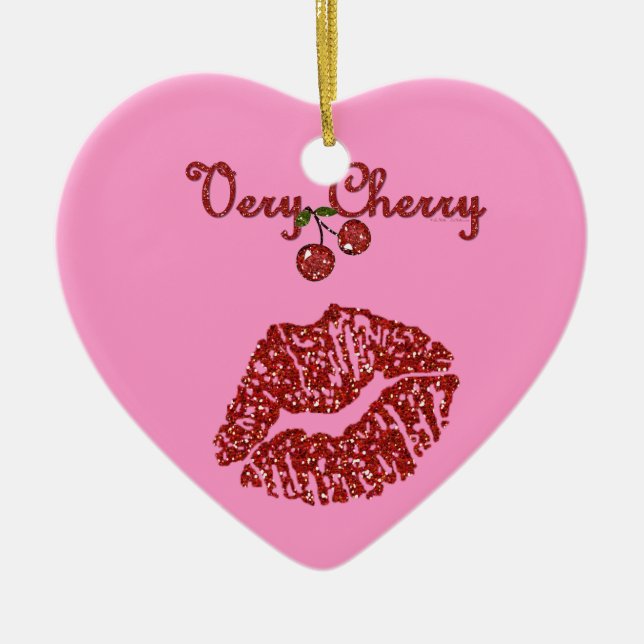 RAB Rockabilly Very Cherry Kiss Ceramic Tree Decoration (Front)