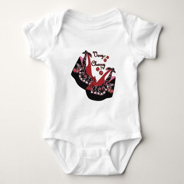 RAB Rockabilly Very Cherry Shoes Baby Bodysuit (Front)