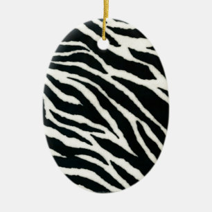 RAB Rockabilly Zebra Print Black & White Ceramic Tree Decoration