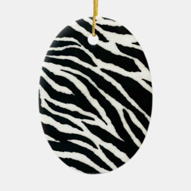 RAB Rockabilly Zebra Print Black & White Ceramic Tree Decoration (Front)