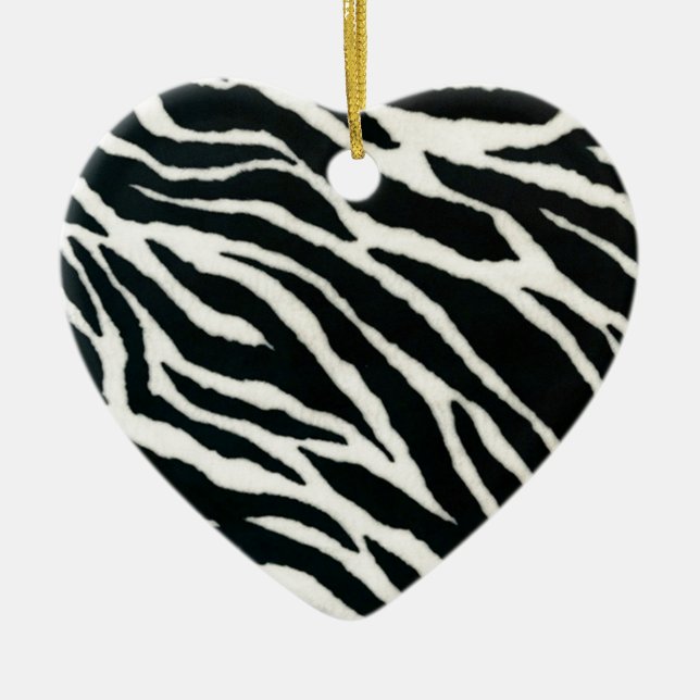 RAB Rockabilly Zebra Print Black & White Ceramic Tree Decoration (Front)