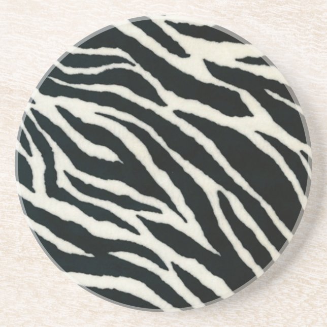 RAB Rockabilly Zebra Print Black & White Coaster (Front)