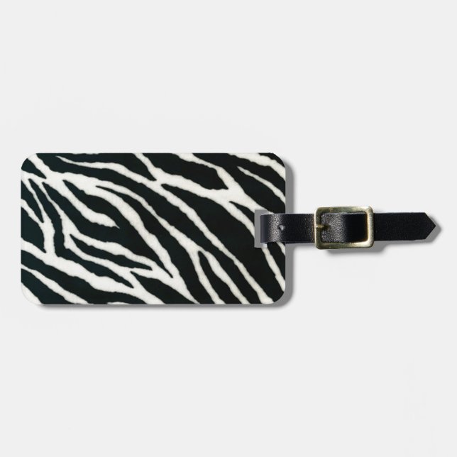 RAB Rockabilly Zebra Print Black & White Luggage Tag (Front Horizontal)