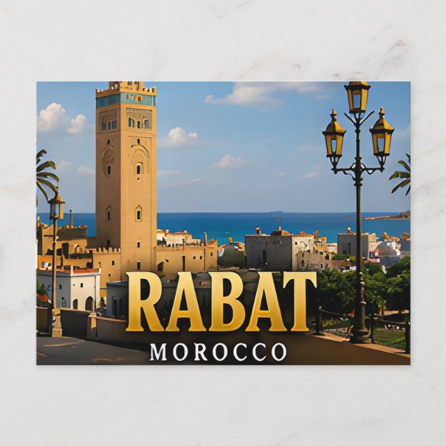 Rabat Hassan Tower and Atlantic Elegance Postcard (Front)
