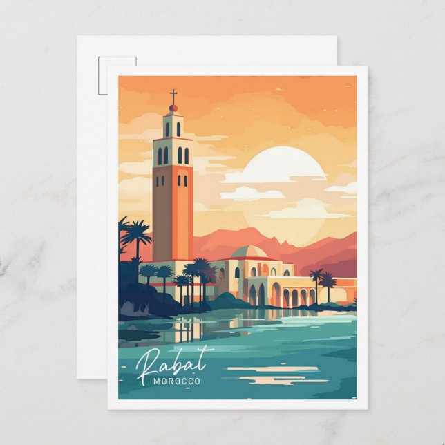 Rabat Morocco Africa Travel Place illustration Postcard (Front/Back)