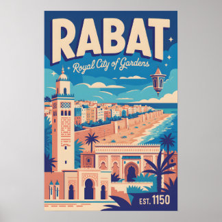 Rabat Morocco Retro Travel Poster Art Print