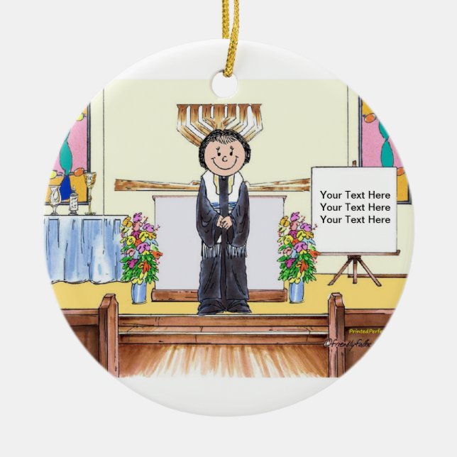 Rabbi - Female Ceramic Tree Decoration (Front)