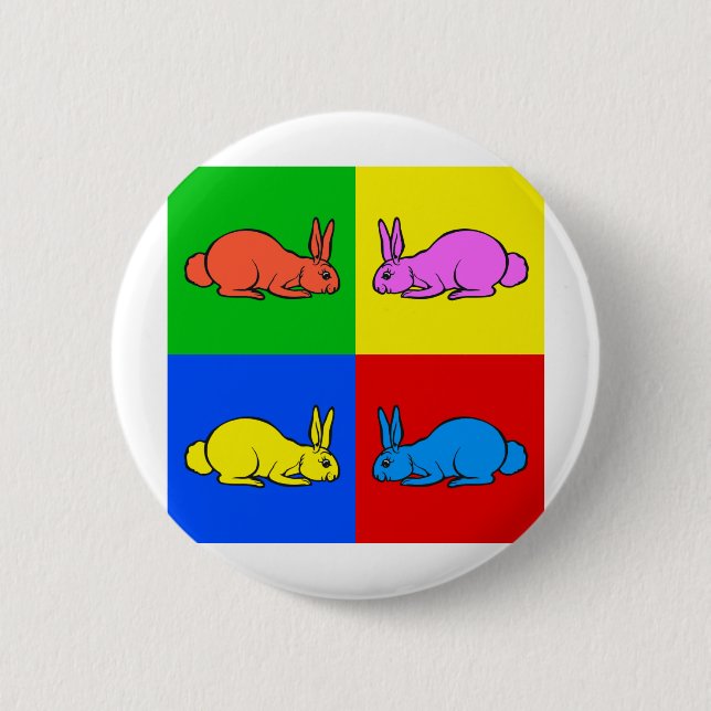 Rabbit 6 Cm Round Badge (Front)
