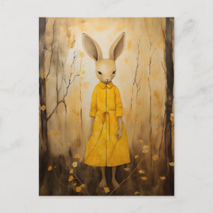 Rabbit Adorable in a Yellow Floral Dress Postcard