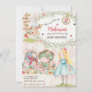 Rabbit Alice Adeventures in Wonderland Baby Shower Invitation