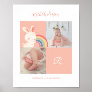 Rabbit • Alphabet Monogram Cute Baby Shower Poster