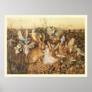 Rabbit Among the Fairies, Vintage Fairy Tales Poster