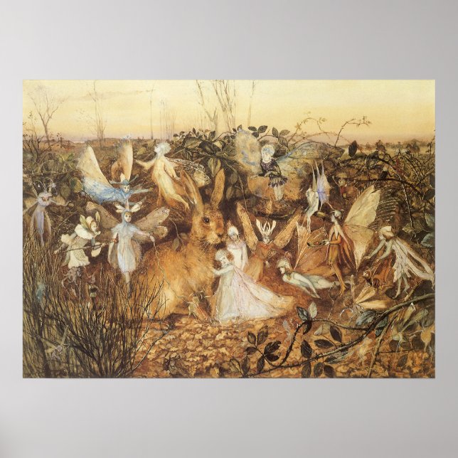 Rabbit Among the Fairies, Vintage Fairy Tales Poster (Front)
