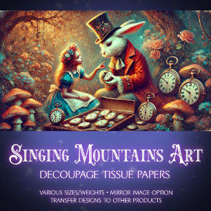 Rabbit and Alice Wonderland Forest Magic Decoupage Tissue Paper