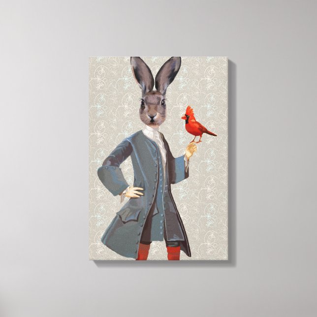 Rabbit And Bird Canvas Print (Front)