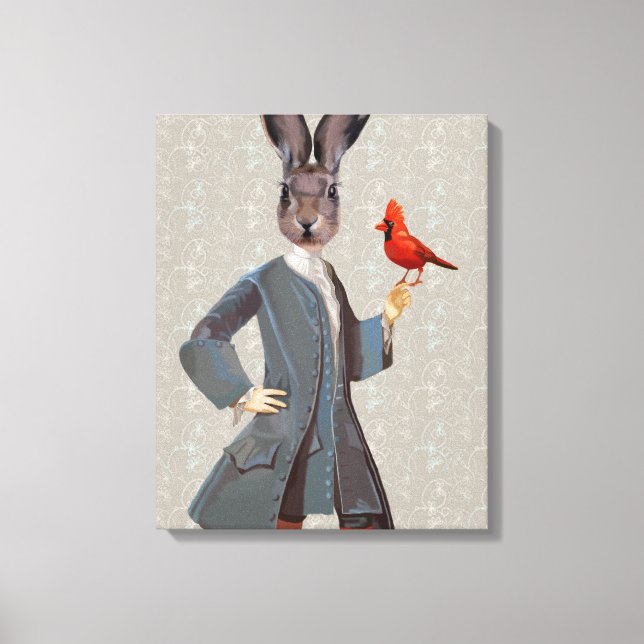 Rabbit And Bird Canvas Print (Front)