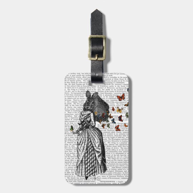 Rabbit and Butterfly Parasol 2 Luggage Tag (Front Vertical)