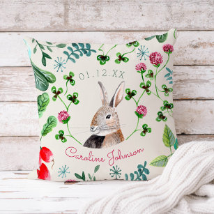 Rabbit and clover  cushion