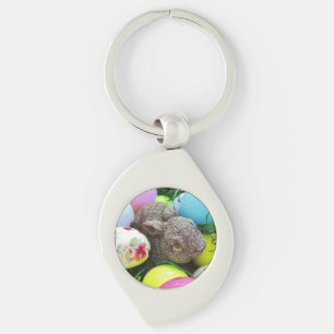 Rabbit and coloured Golf Balls Key Ring
