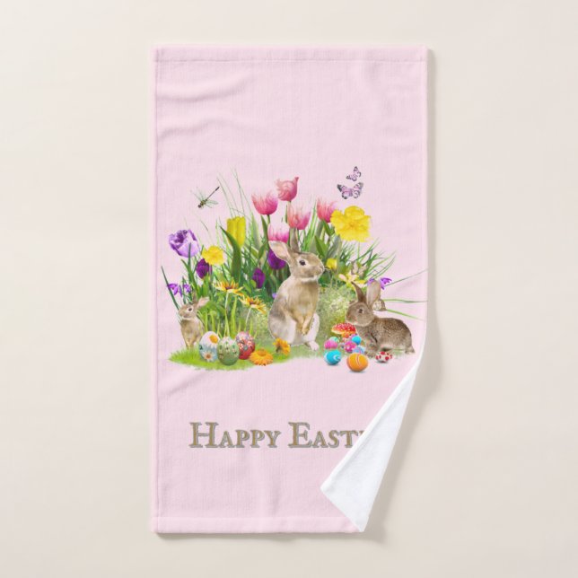 Rabbit and Easter Eggs  Holiday Hand Towel (Hand Towel)
