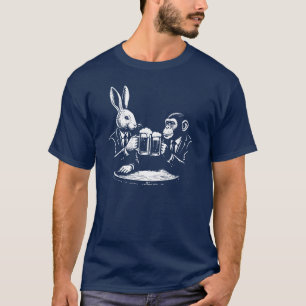 rabbit and monkey are drinking beer in the pub T-Shirt