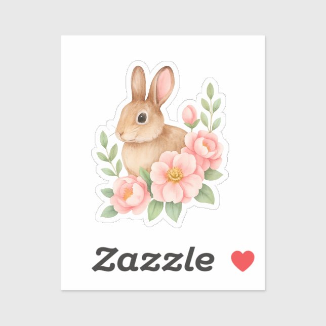 Rabbit and Pink Flowers Easter  (Sheet)