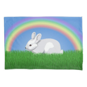 Rabbit and Rainbow Pillowcase