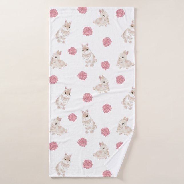 Rabbit and rose Towel (Bath Towel)